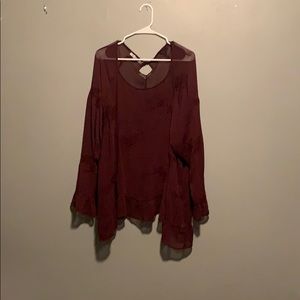 plum chiffon top